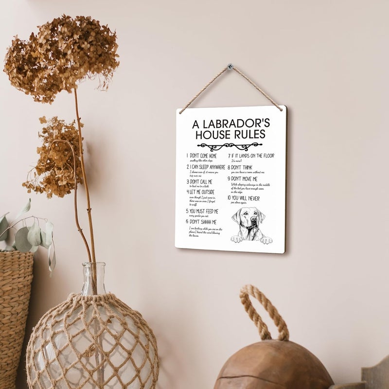 FUGWN A Labrador’s House Rules Dog Wooden Signs 8x10, Labrador Retriever Gifts, Signs for Home Decor, Dog Decorations for the Home, Wall Decor, House Rules Sign, Gifts for Pet Owners Owners - Image 4